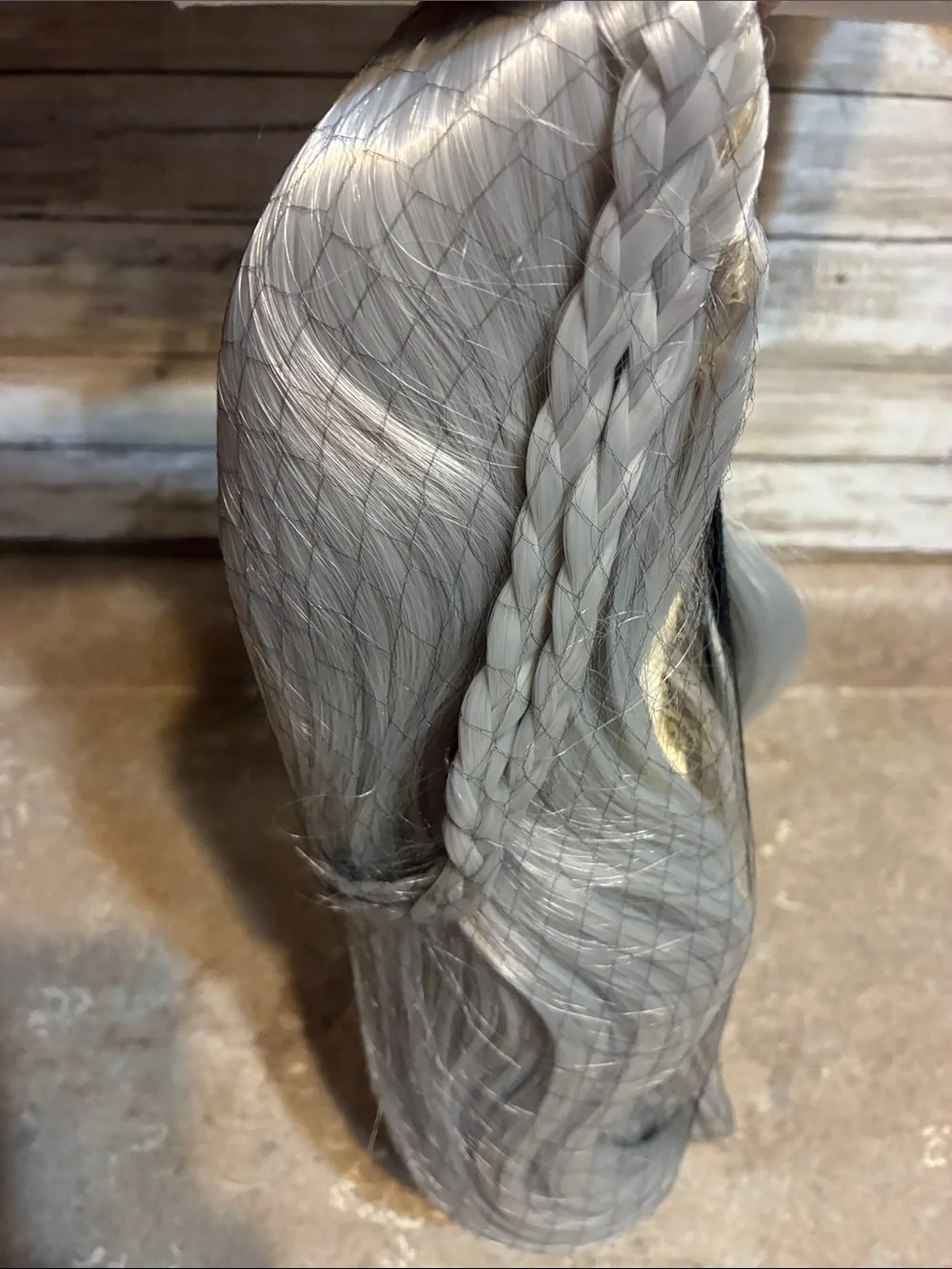 Source Unknown Silver Gray Wavy Synthetic Hairpiece